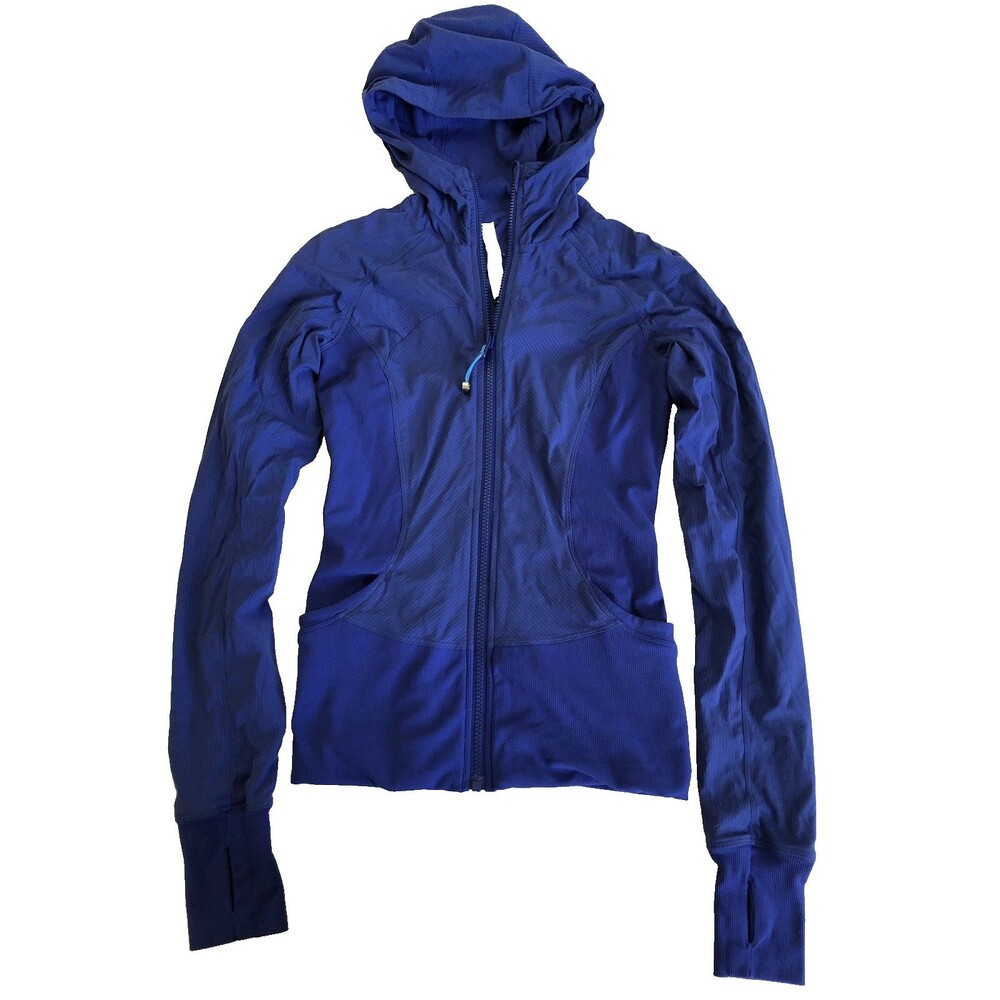 Lululemon Daily Practice Jacket Blue Hooded Full Zip Athletic Running Womens 4